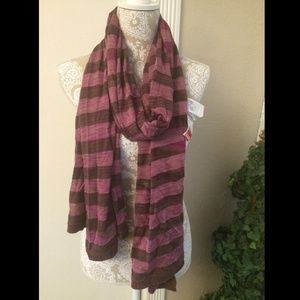 NEW $565 MISSONI Fuchia Brown Stripe‎ Scarf Pink Purple Made in italy